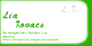 lia kovacs business card