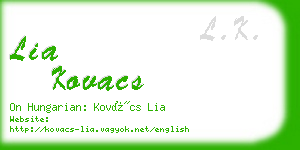 lia kovacs business card